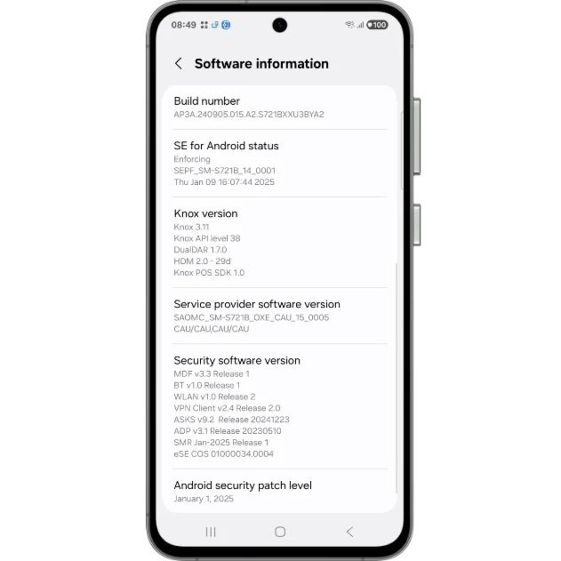 اسکرین شات مشخصات آپدیت one ui 7
