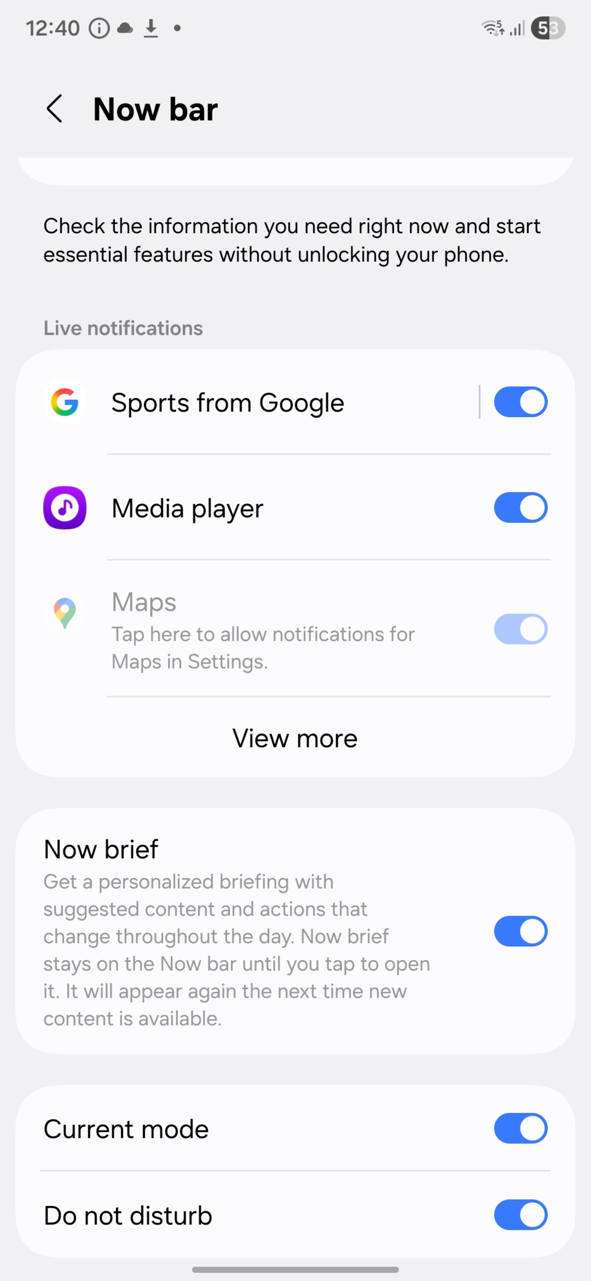 میانبر تماس در Now Bar رابط کاربری One UI 8