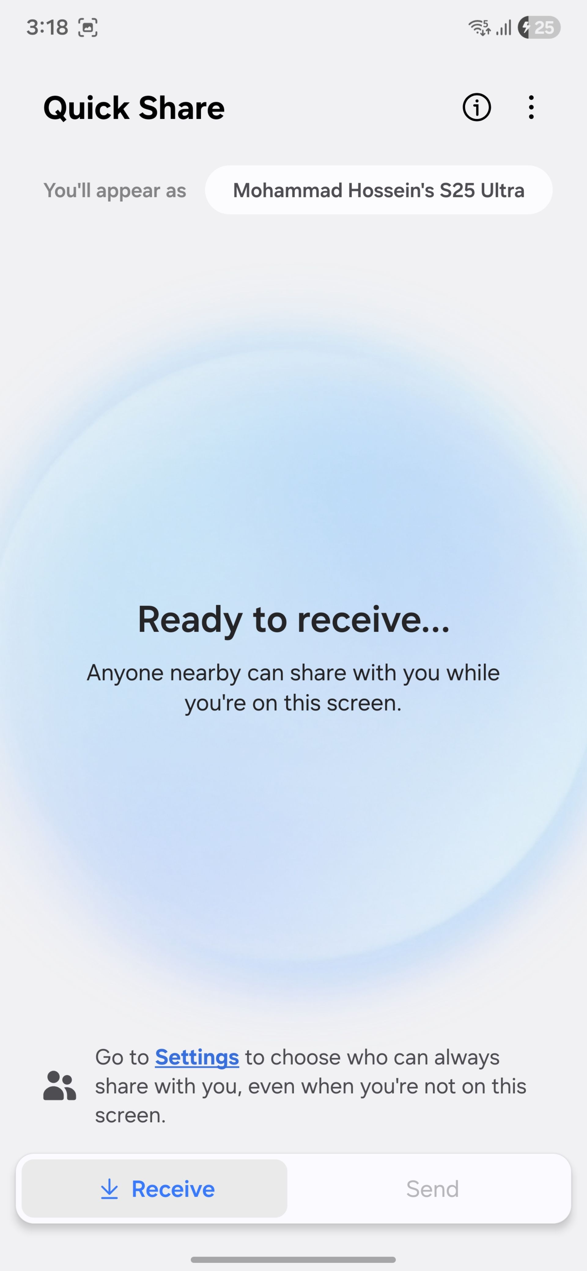 منوی اتصال Quick Share در رابط کاربری One UI 8