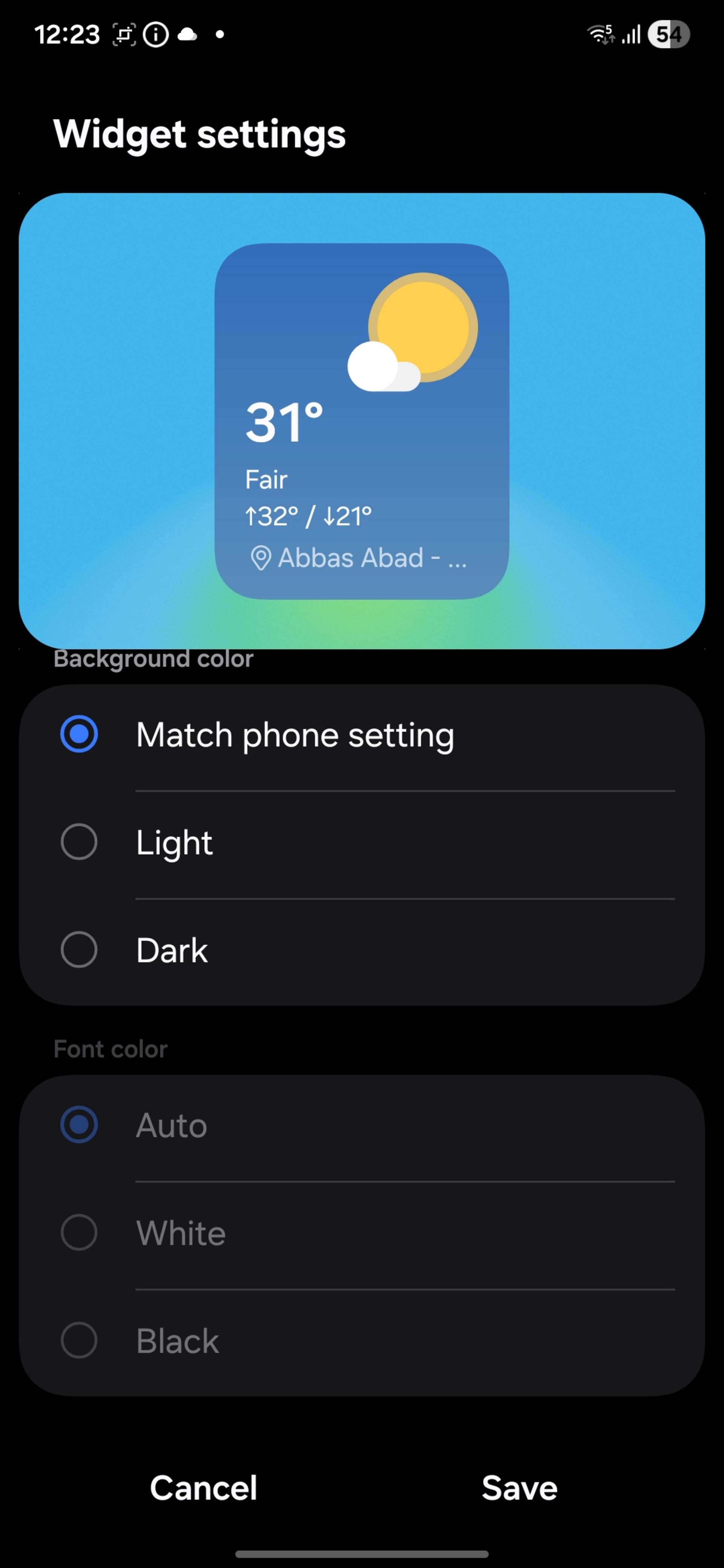 منوی تنظیم سایز ویجت‌ها در رابط کاربری One UI 8