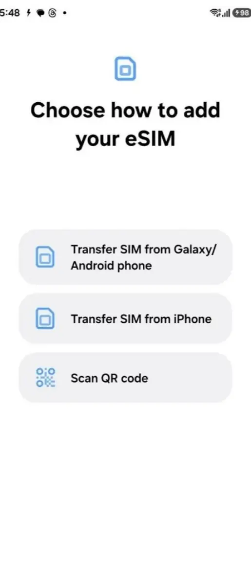 منوی انتقال پروفایل eSIM گوشی‌های سامسونگ در One UI 8.5