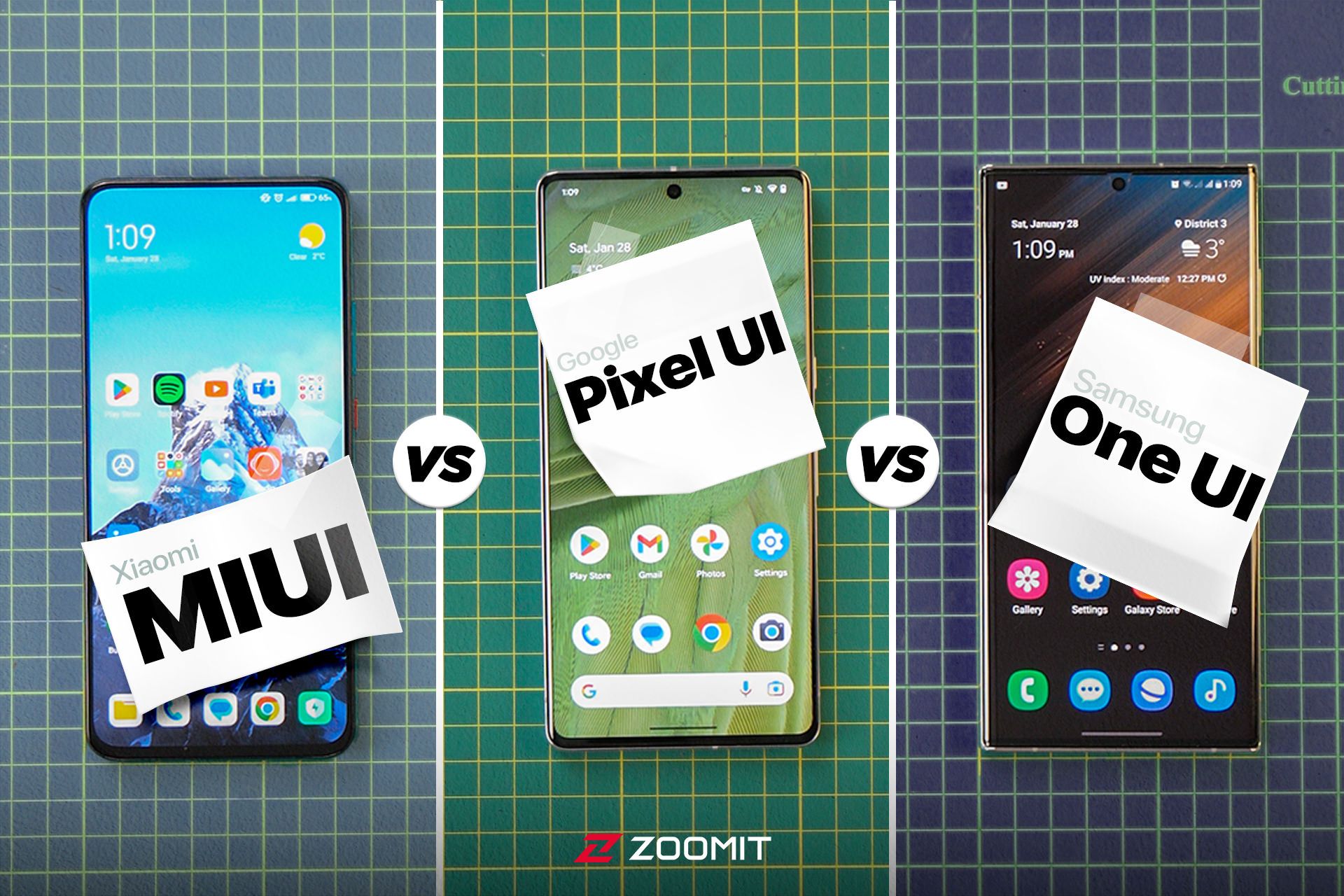 مقایسه رابط کاربری One UI سامسونگ، Pixel UI گوگل و MIUI شیائومی
