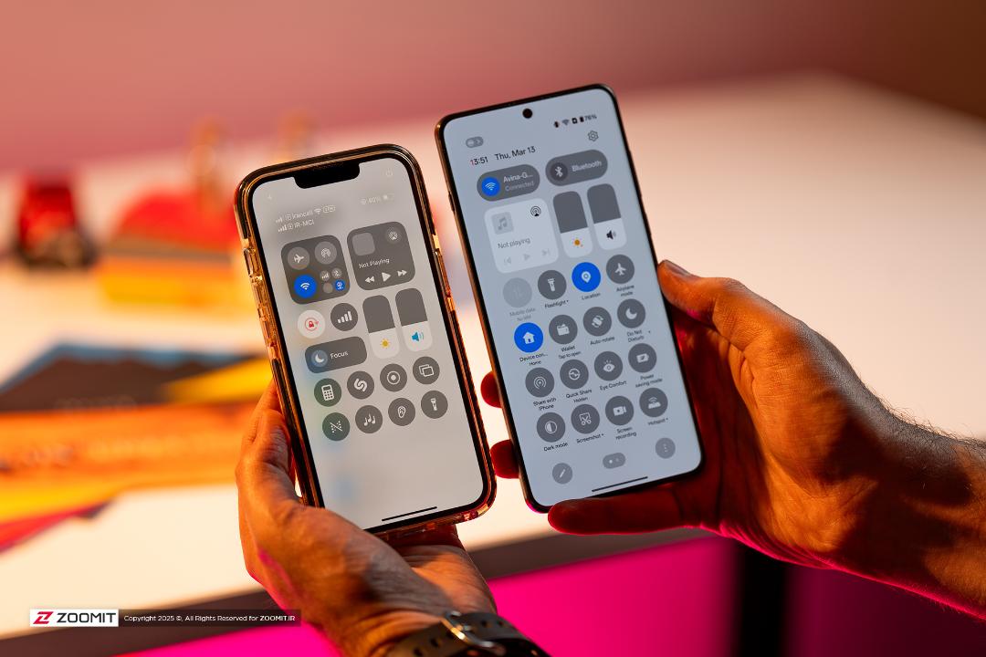 کنترل‌سنتر OxygenOS در برابر iOS