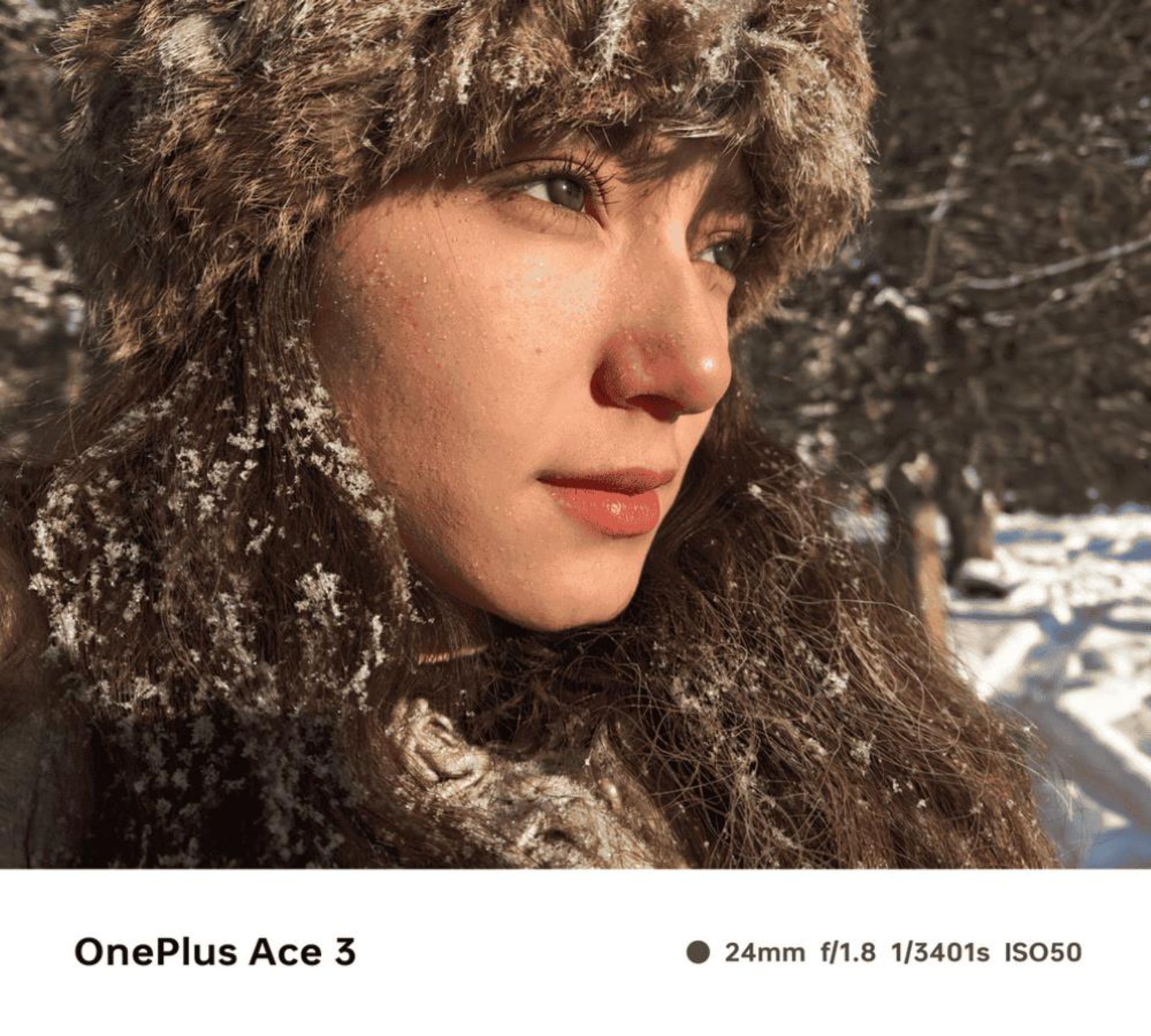 نمونه تصویر یک زن در مناطق برفی ثبت شده توسط وان پلاس ایس ۳