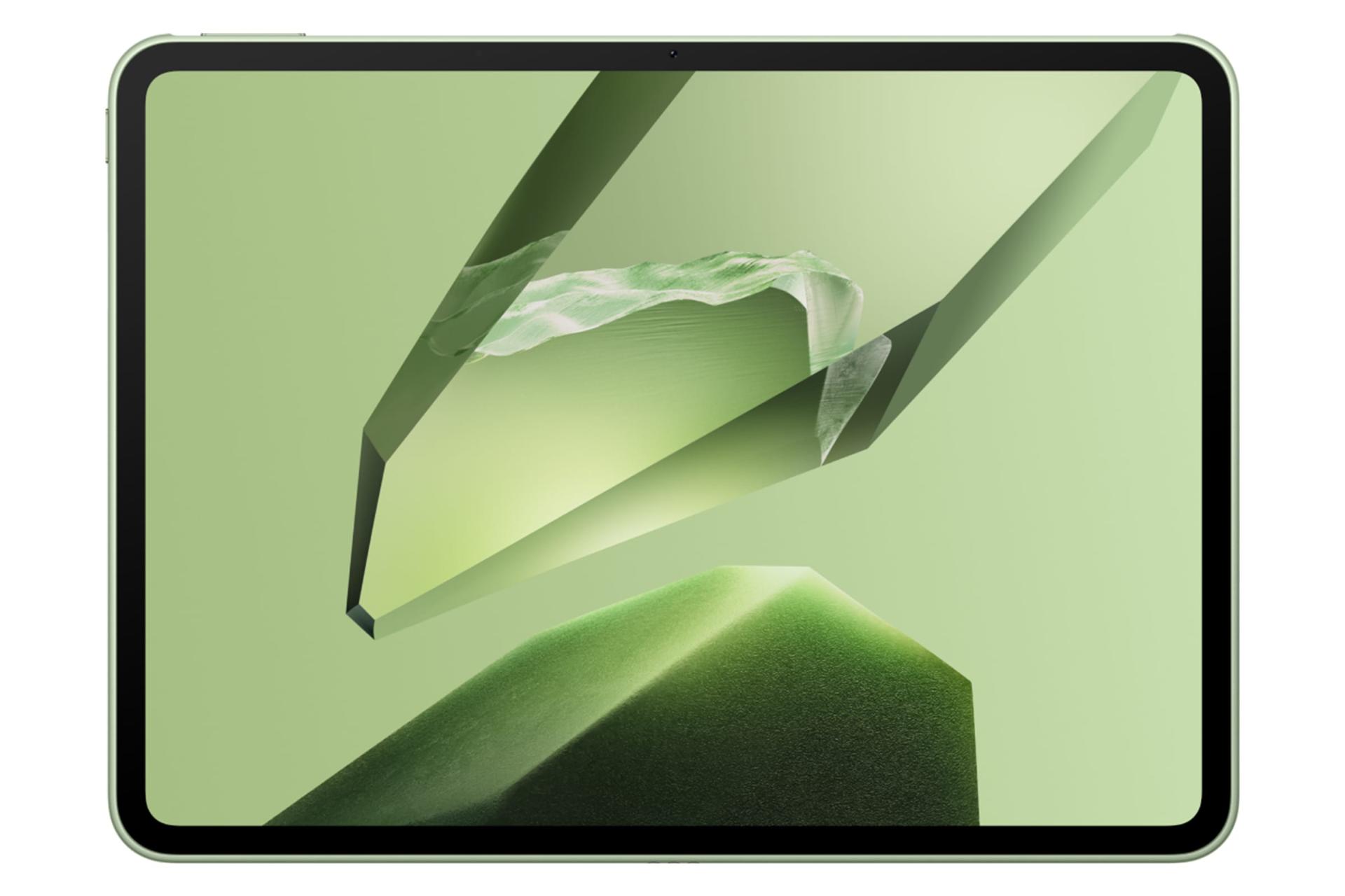 نمای پنل جلوی تبلت وان پلاس پد 3 / OnePlus Pad 3 با نمایش حاشیه‌های نمایشگر و دوربین سلفی
