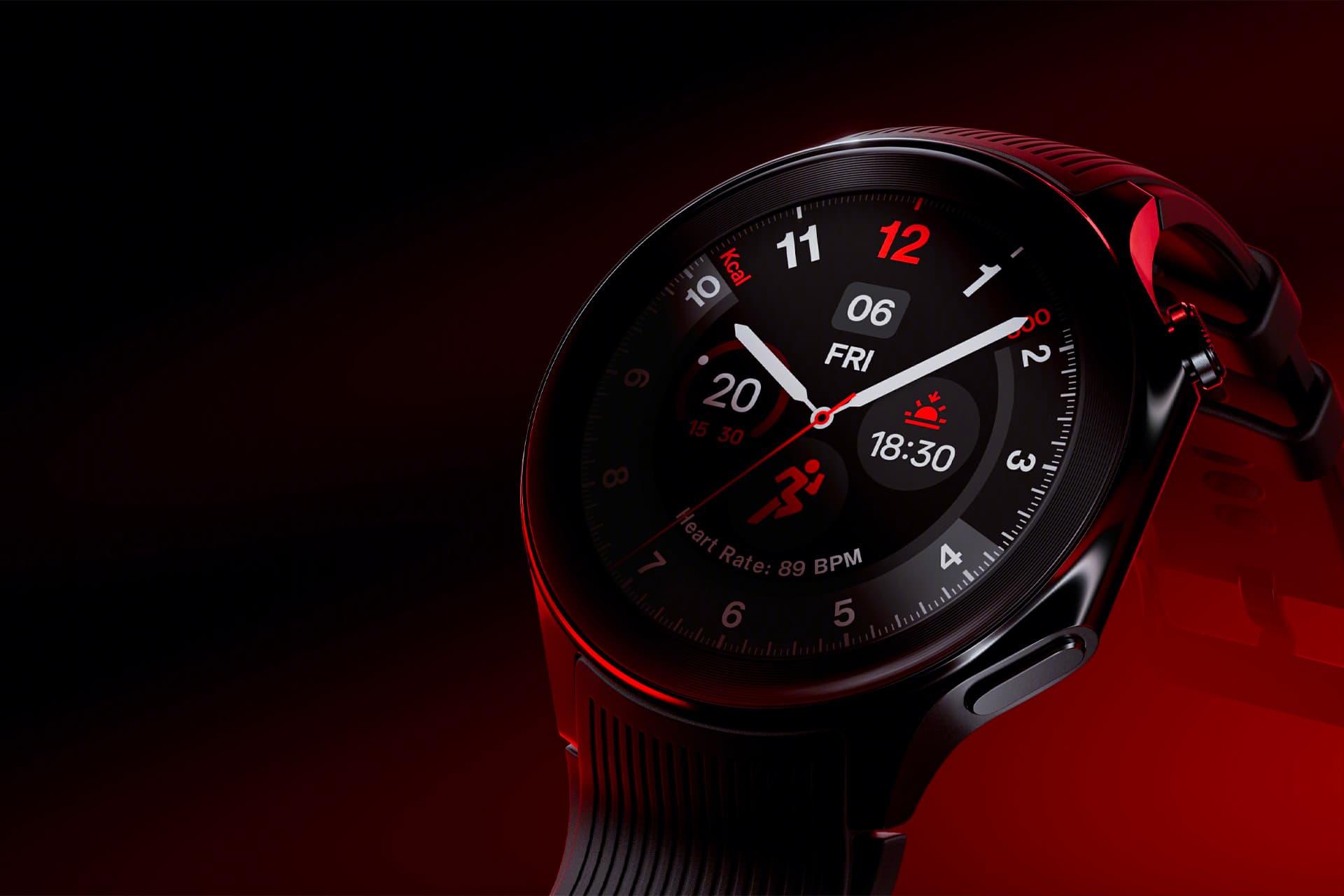 وان پلاس واچ ۲ / OnePlus Watch 2 پس زمینه قرمز و مشکی