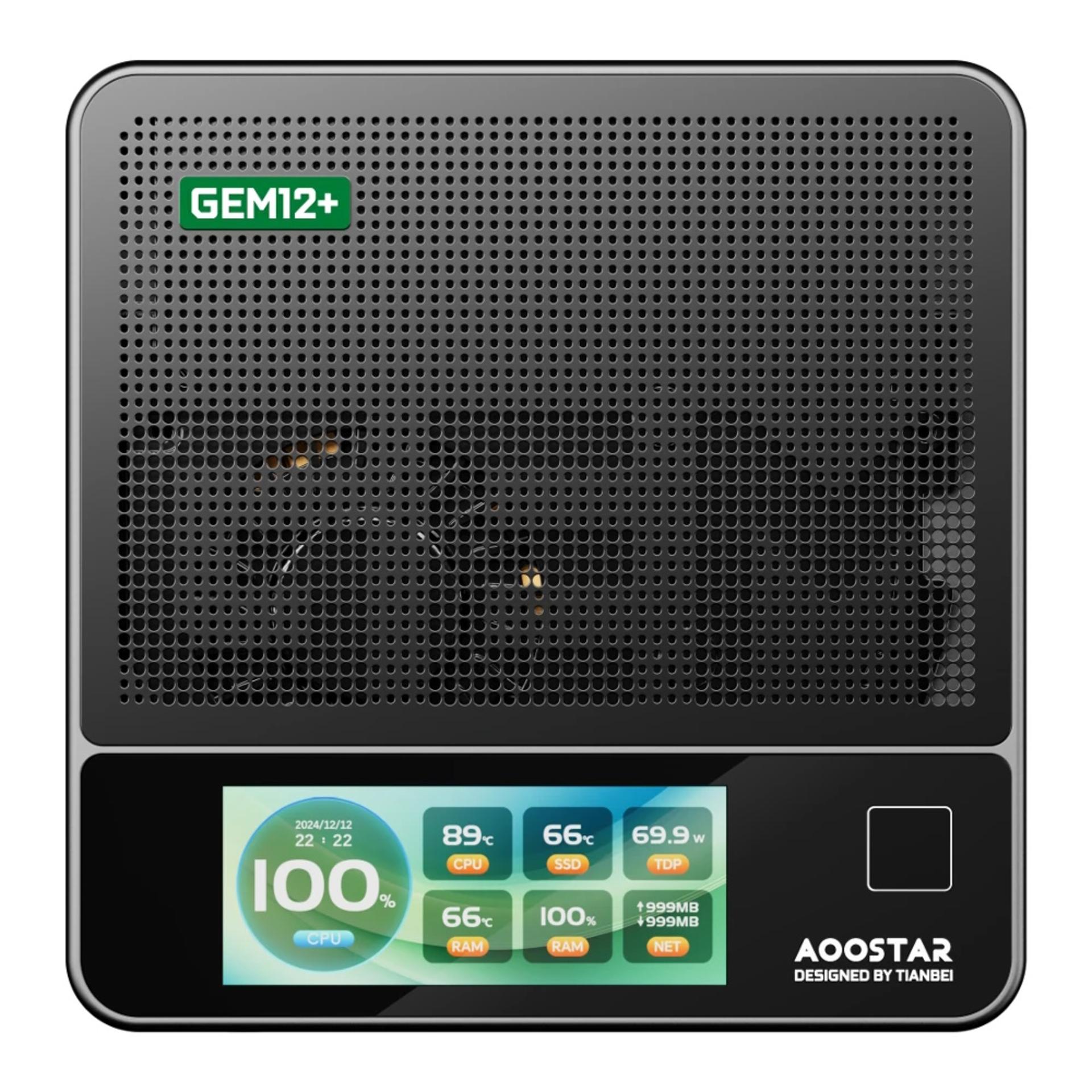 مینی کامپیوتر GEM12+ Pro به‌صورت ایستاده