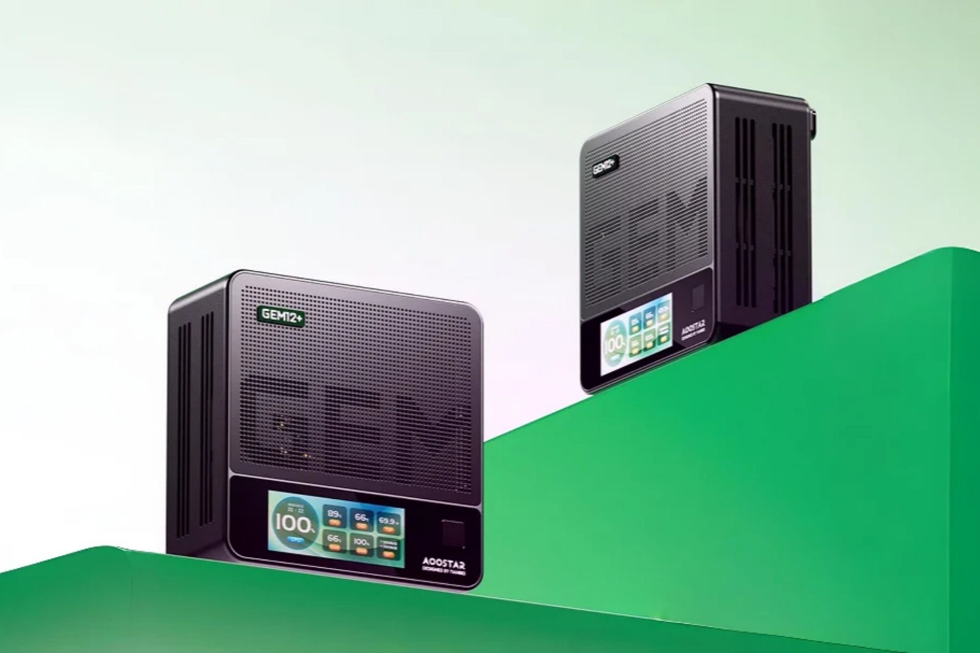 دو عدد مینی کامپیوتر GEM12+ Pro کنار هم
