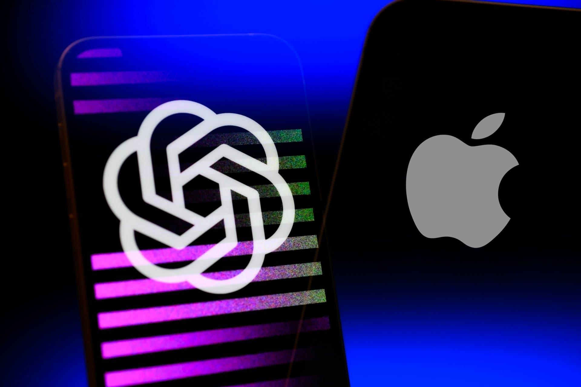 لوگو OpenAI در کنار لوگو اپل / Apple