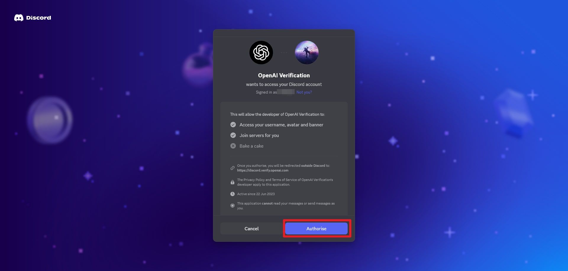 احراز هویت در دیسکورد OpenAI مرحله ۴
