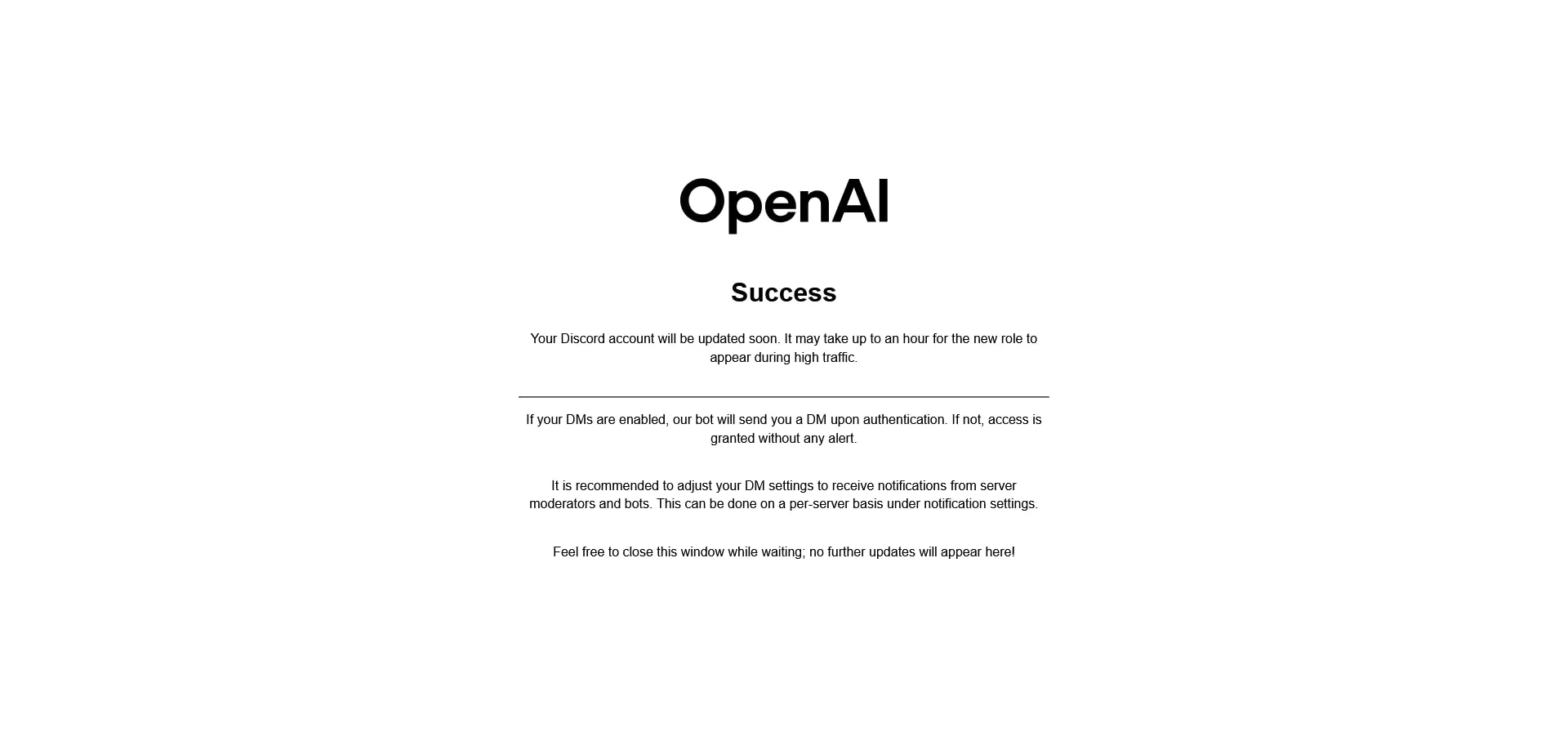 احراز هویت در دیسکورد OpenAI مرحله ۶