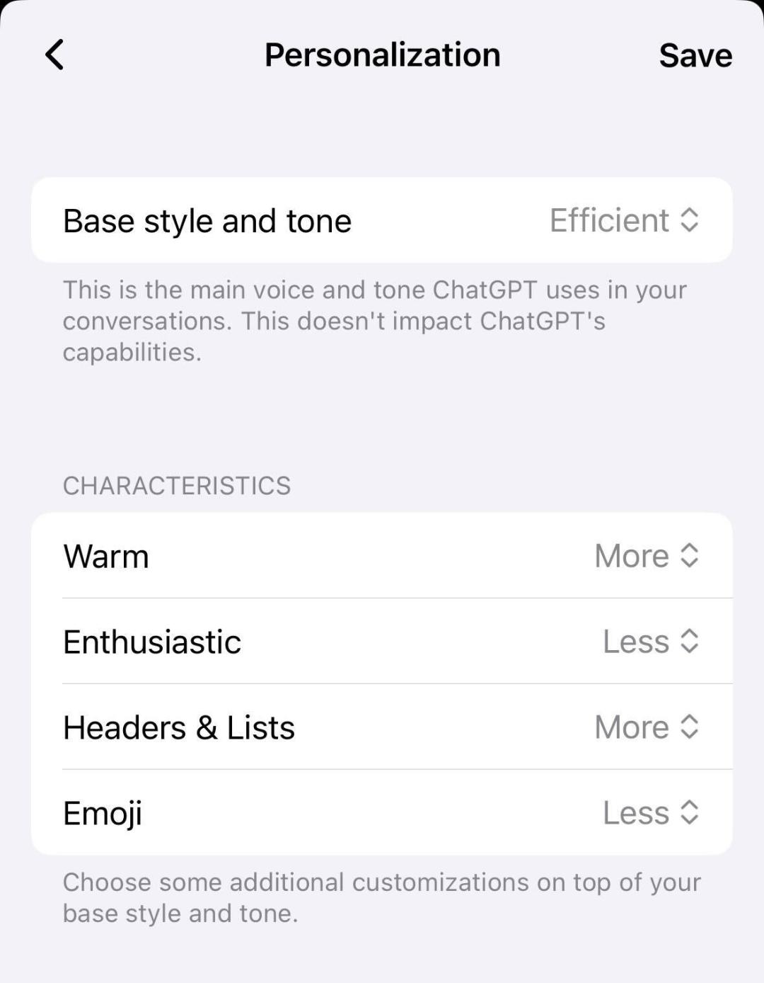 تنظیمات جدید شخصیت CHATGPT