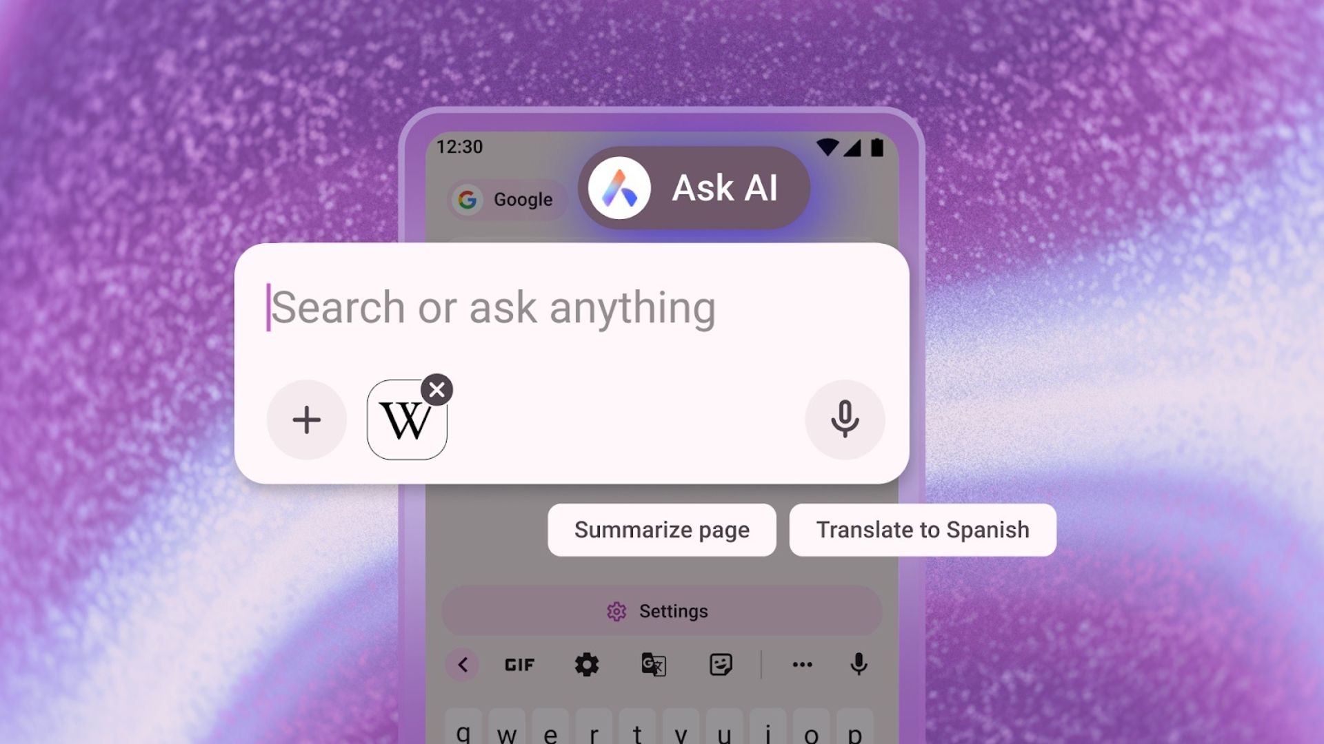 گزینه‌های نوار جست‌وجوی مرورگر اپرا اندروید