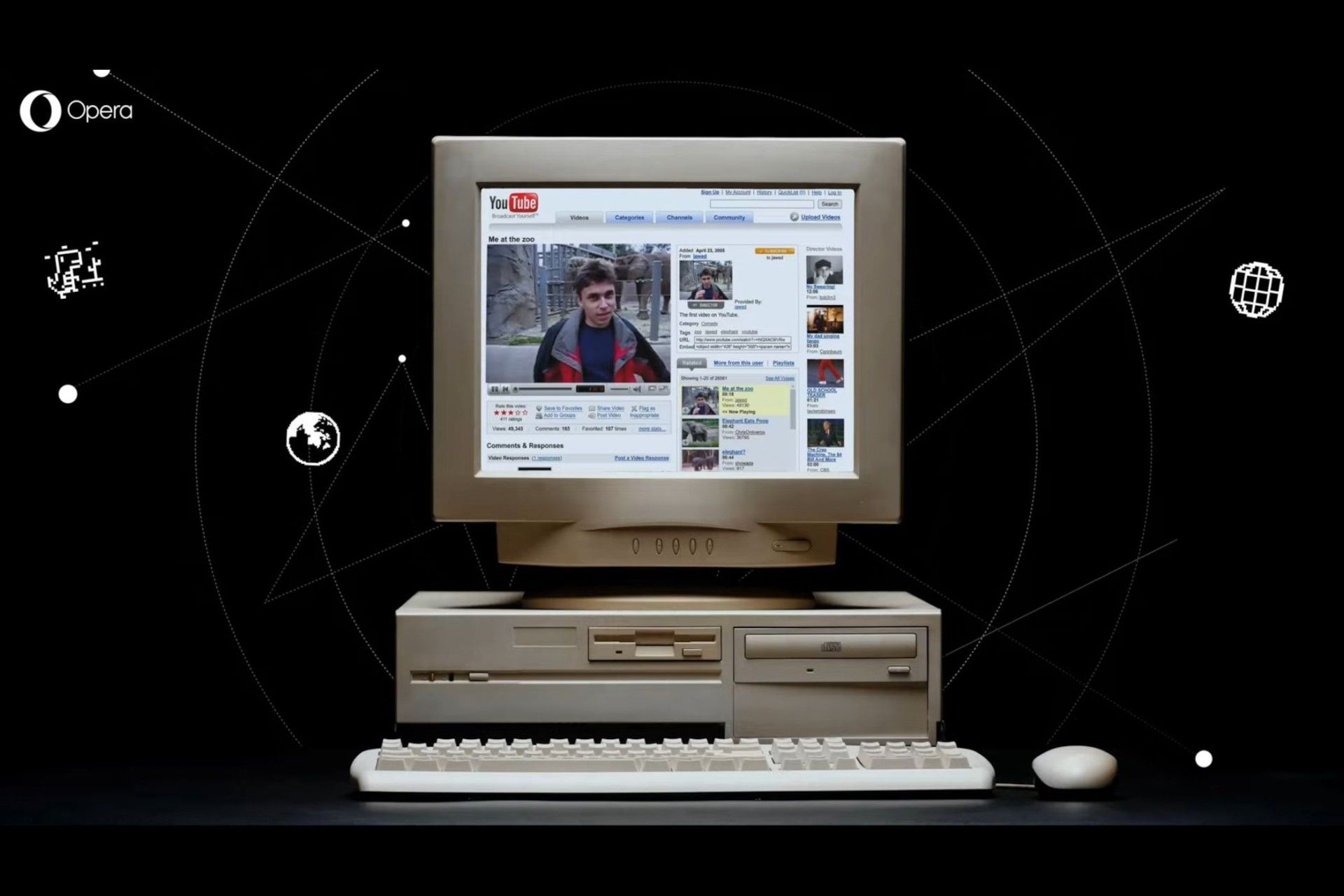یک کامپیوتر قدیمی در حال نمایش یوتیوب