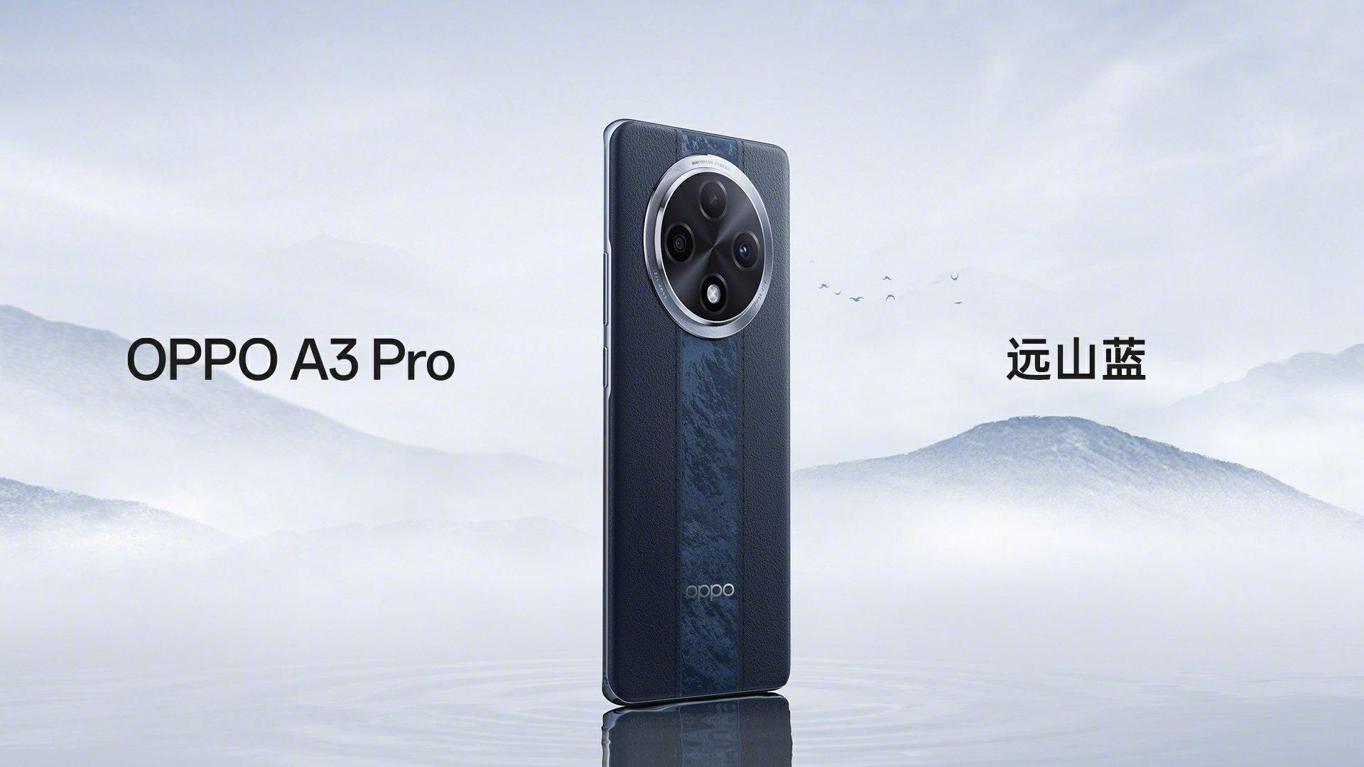 پوستر رسمی گوشی اوپو مدل A3 Pro 5g در رنگ Mountain Blue