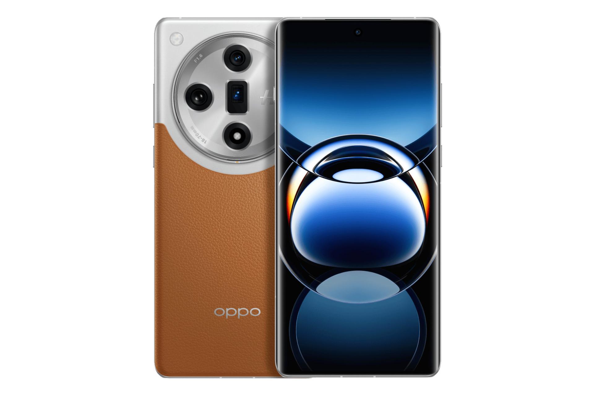 Front and back panel of Oppo Find X7 light brown mobile phone / Oppo Find X7