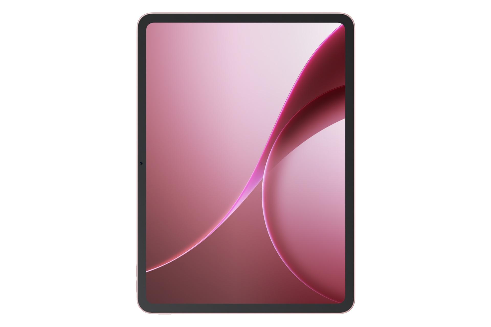 نمای پنل جلوی  تبلت اوپو پد ایر 5 / Oppo Pad Air5 با نمایش حاشیه‌های نمایشگر رنگ صورتی