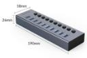 ابعا و اندازه هاب USB-A اوریکو 10 پورت مدل BT2U3-10AB