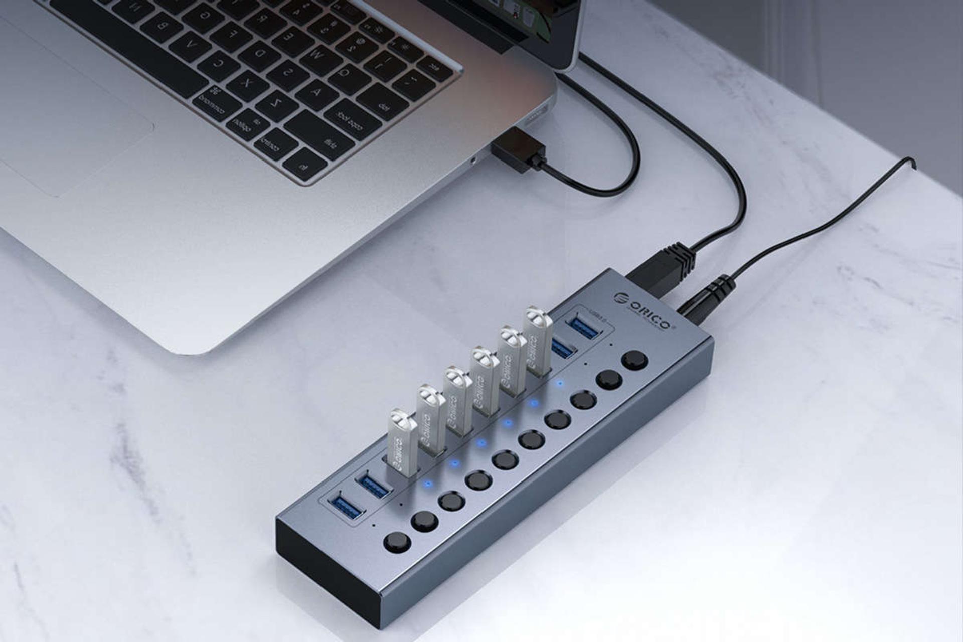 کلیدهای خاموش و روشن هاب USB-A اوریکو 10 پورت مدل BT2U3-10AB