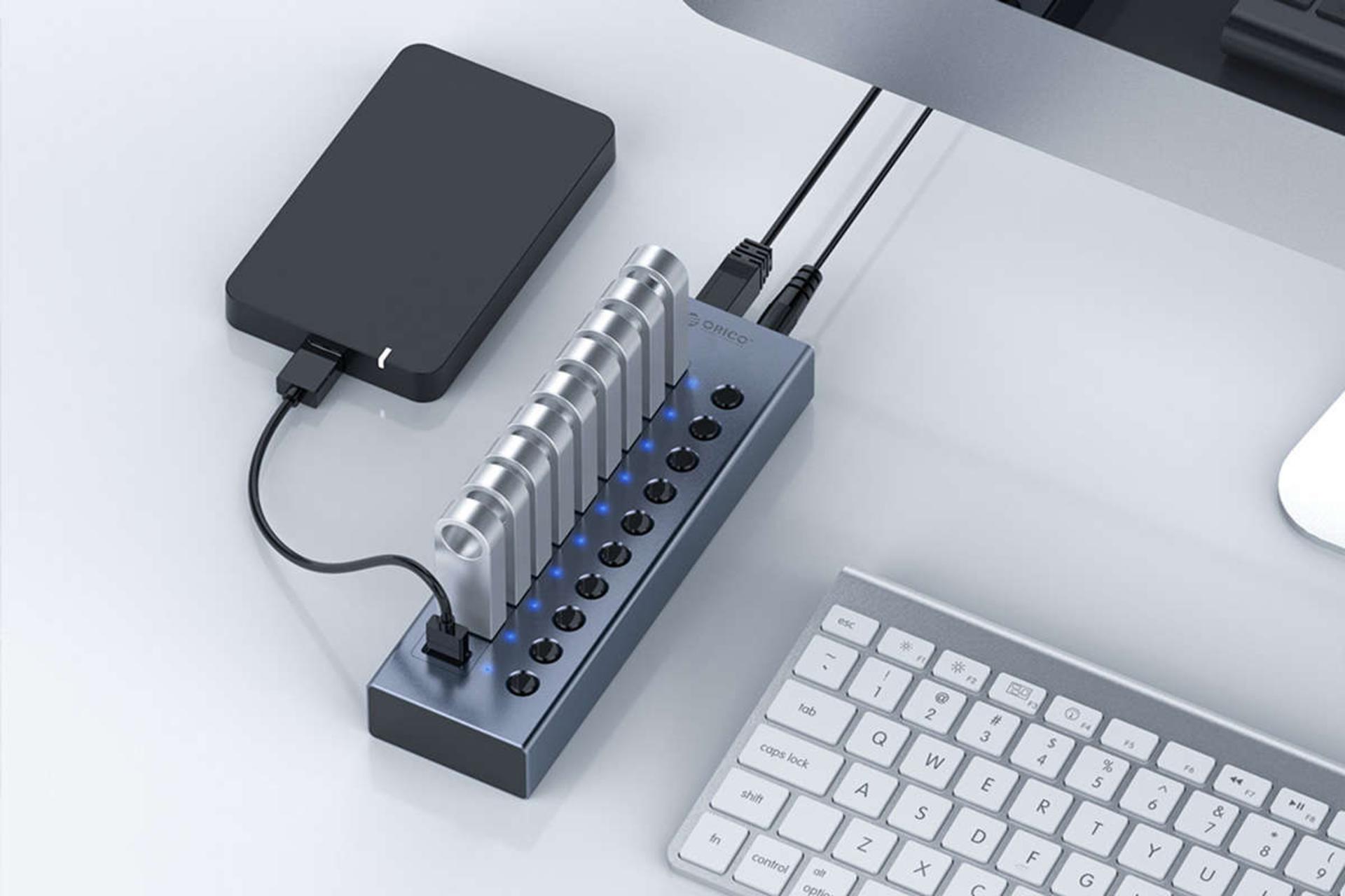 نمای بالای هاب USB-A اوریکو 10 پورت مدل BT2U3-10AB
