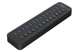 نمای سمت راست هاب USB-A اوریکو 13 پورت مدل CT2U3-13AB رنگ مشکی
