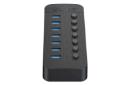 نمای جلوی هاب USB-A اوریکو 7 پورت مدل CT2U3-7AB رنگ مشکی