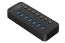 نمای سمت چپ هاب USB-A اوریکو 7 پورت مدل CT2U3-7AB رنگ مشکی