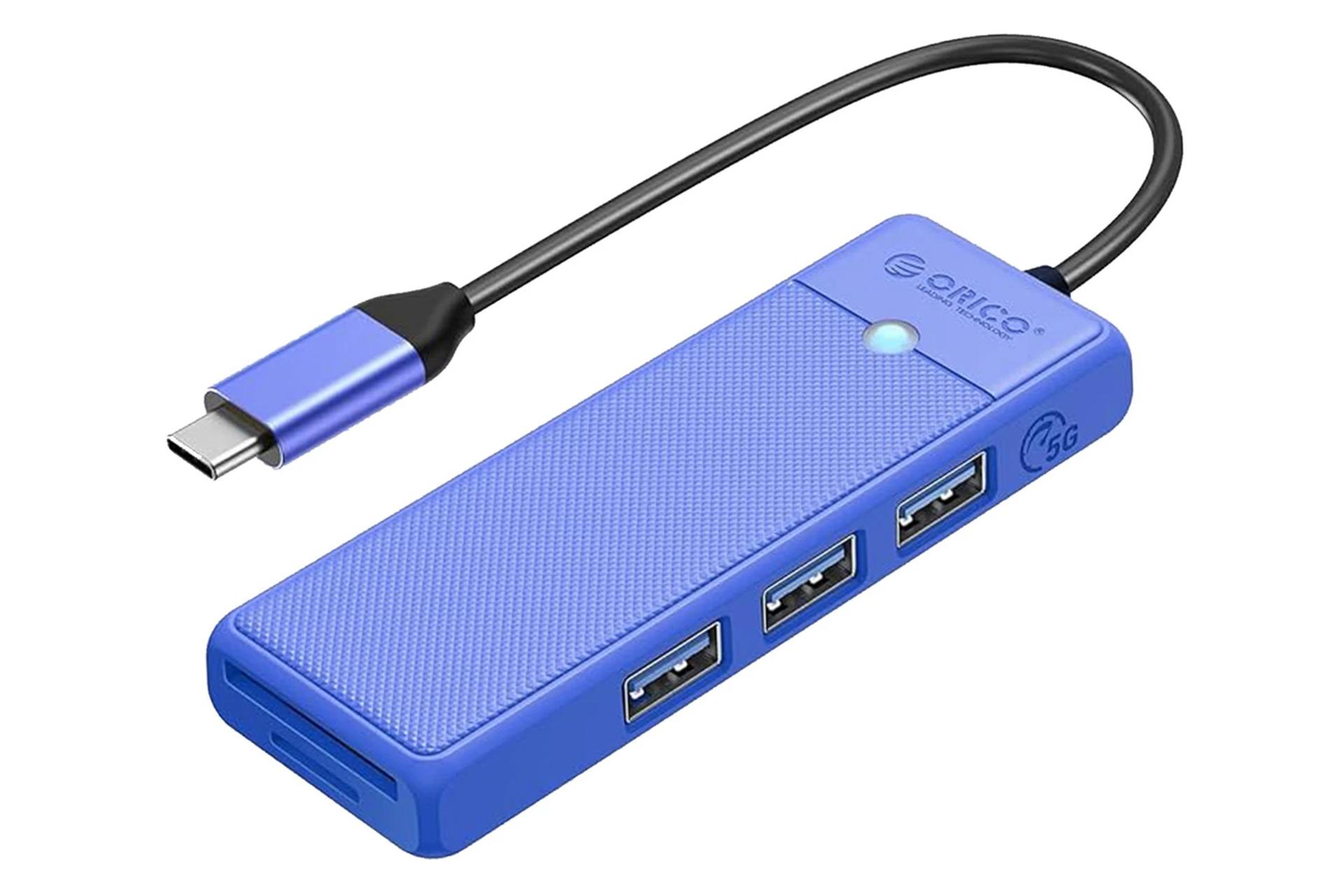 هاب USB هاب USB-C اوریکو 5 پورت مدل PAPW3AT-C3-015 رنگ آبی
