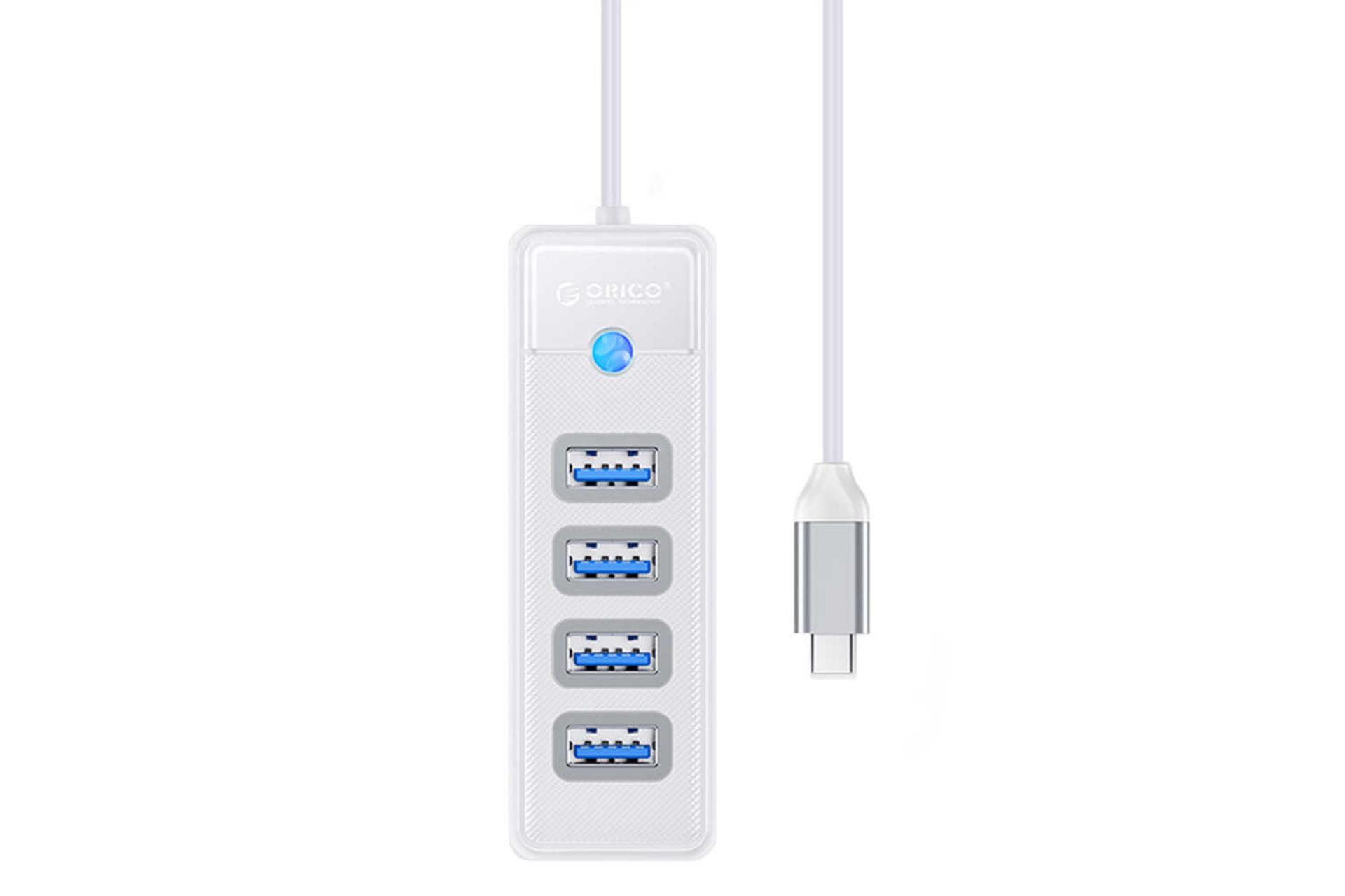 نمای بالای هاب USB-C اوریکو 4 پورت مدل PW4U-C3 رنگ سفید