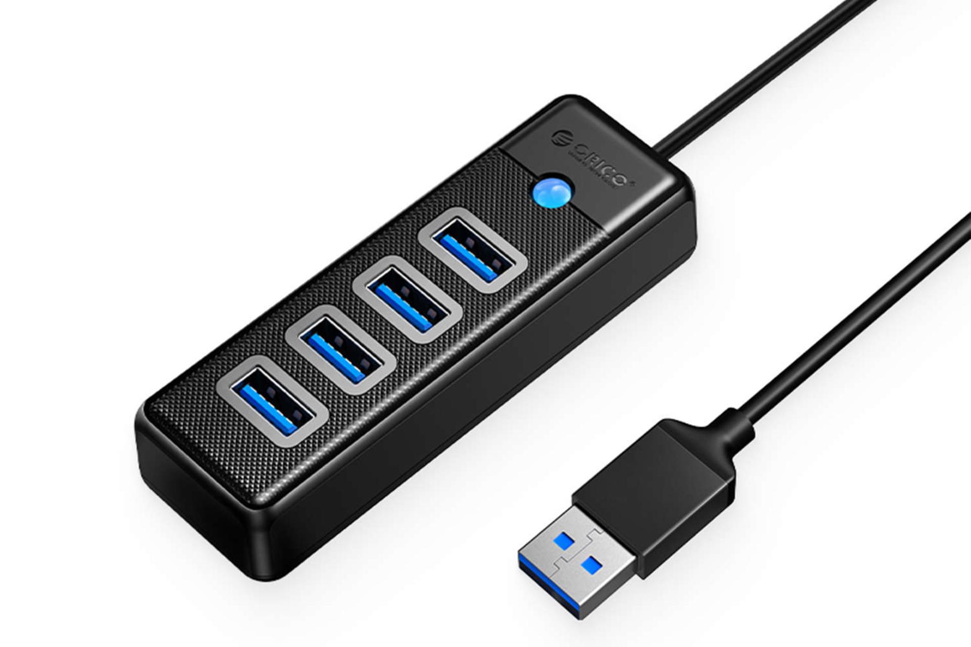 نمای سمت راست هاب USB-C اوریکو 4 پورت مدل PW4U-U3 رنگ مشکی