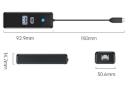 ابعاد و اندازه هاب USB-C اوریکو 3 پورت مدل PWCUR-C3