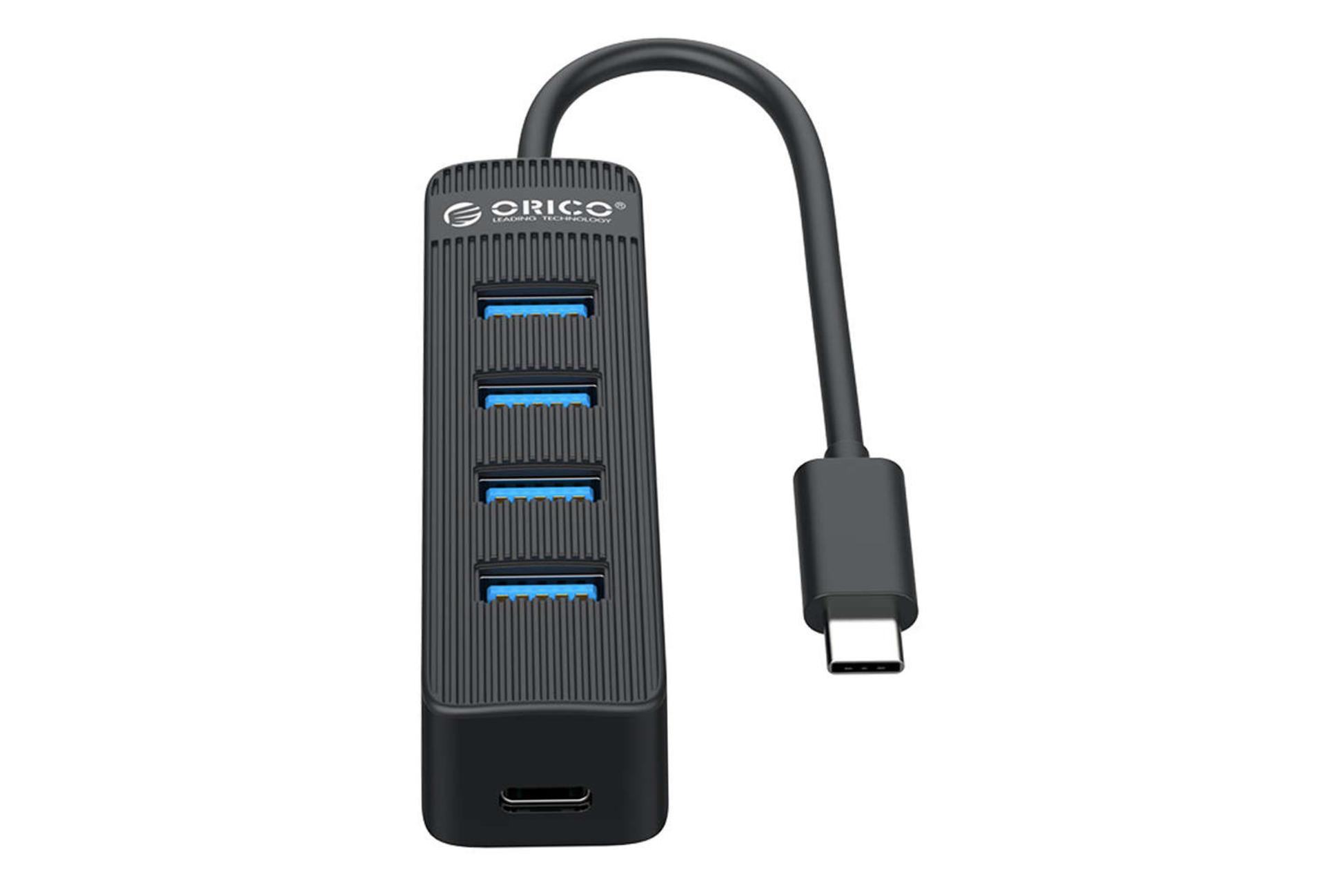 نمای جلوی هاب USB-C اوریکو 4 پورت مدل TWC3-4A رنگ مشکی