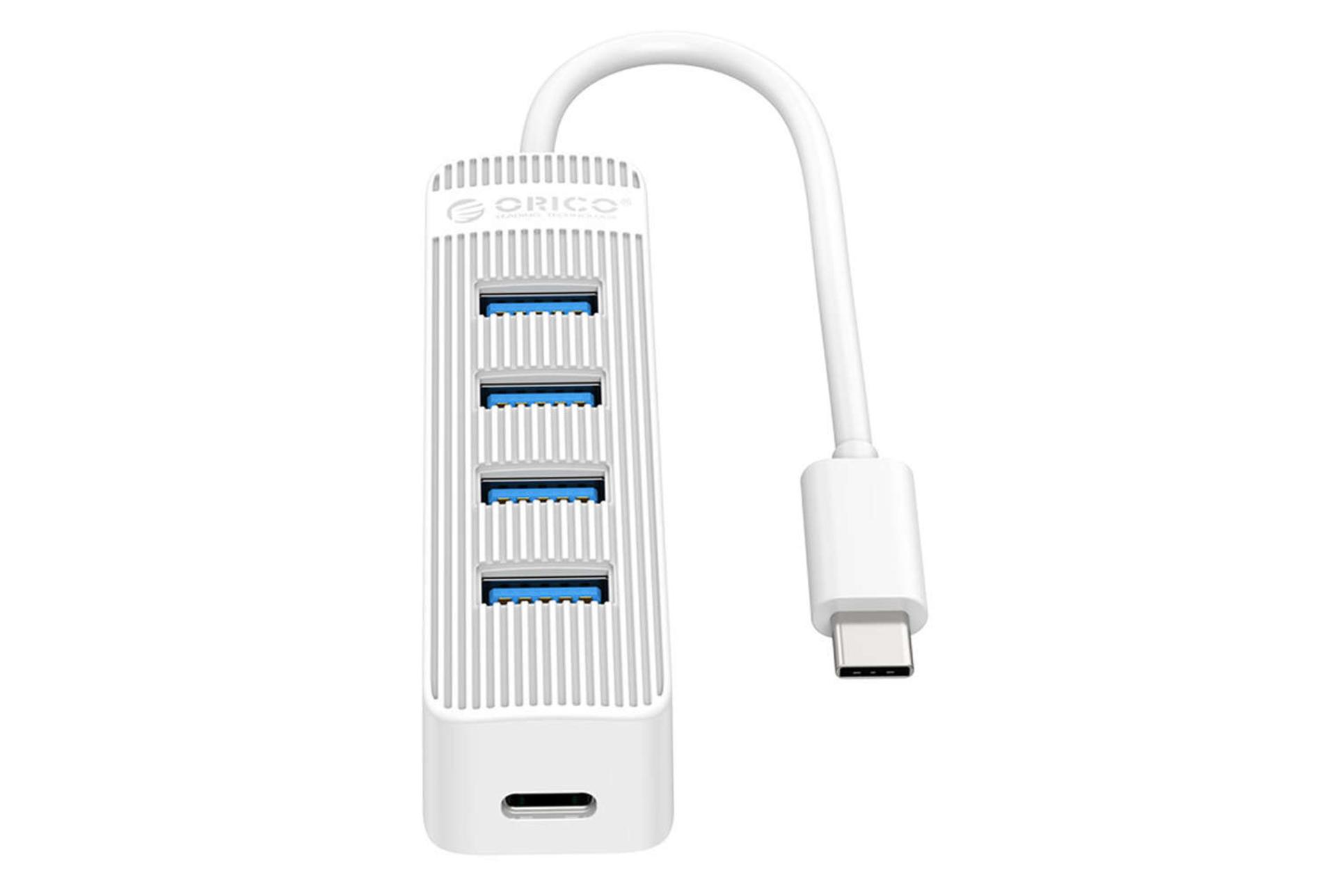 نمای جلوی هاب USB-C اوریکو 4 پورت مدل TWC3-4A رنگ سفید