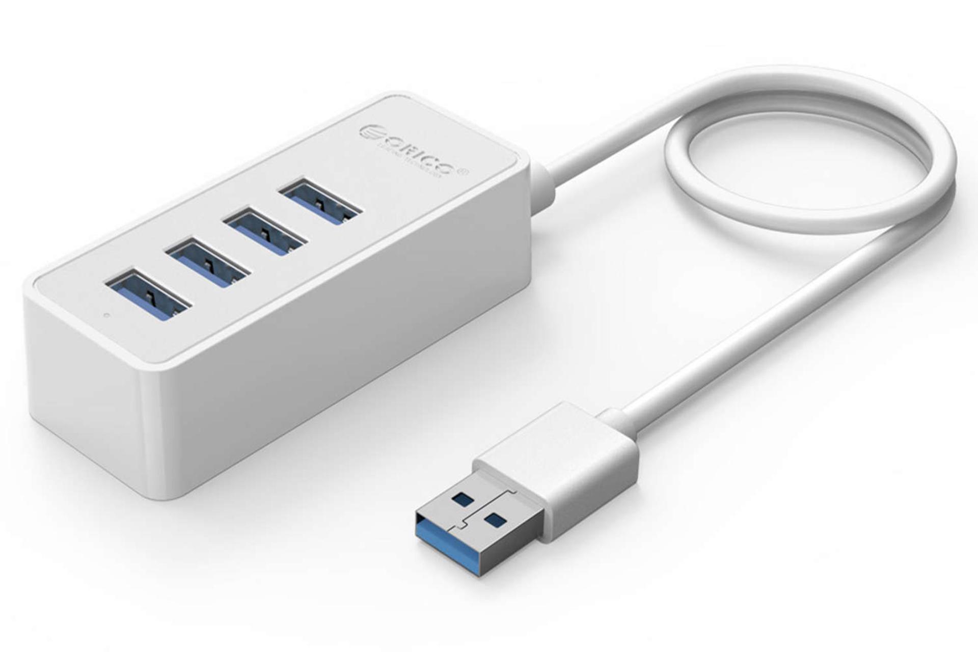 نمای سمت راست هاب USB-A اوریکو 4 پورت مدل W5P-U3 رنگ سفید