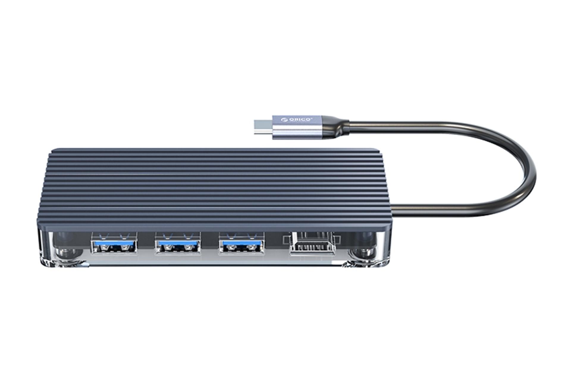 هاب USB هاب USB-C اوریکو 6 پورت مدل WB-6TS از نمای کناری