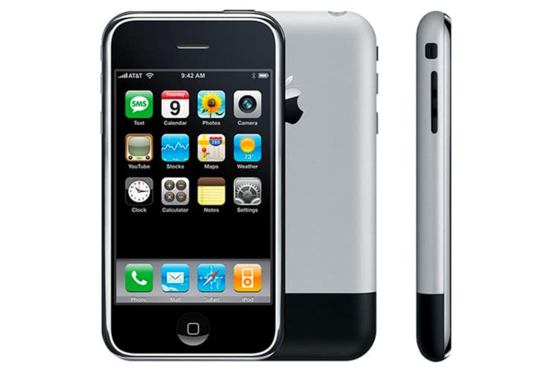 اولین آیفون / iPhone تاریخ از نمای جلو و نیم رخ و پشت