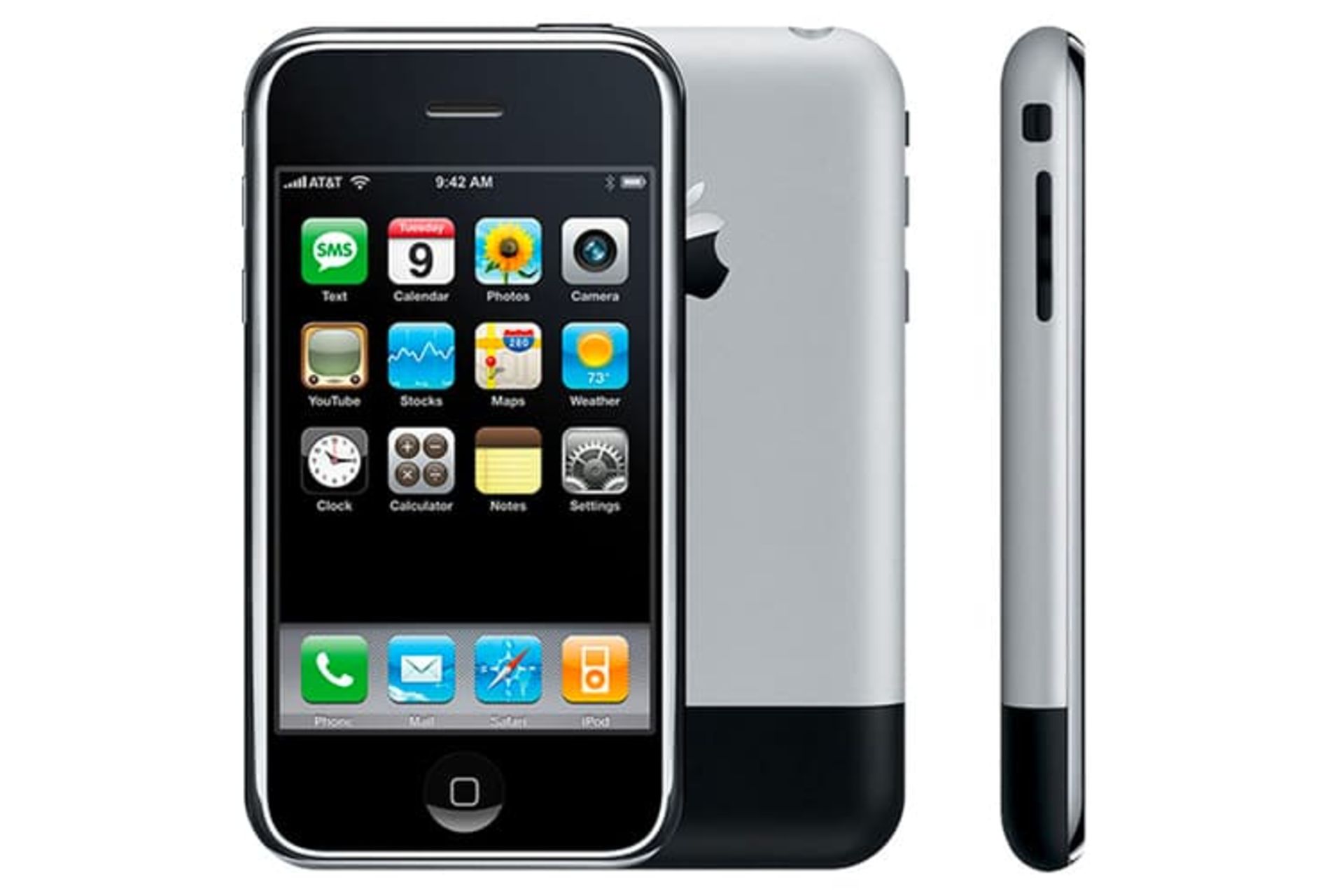 اولین آیفون / iPhone تاریخ از نمای جلو و نیم رخ و پشت