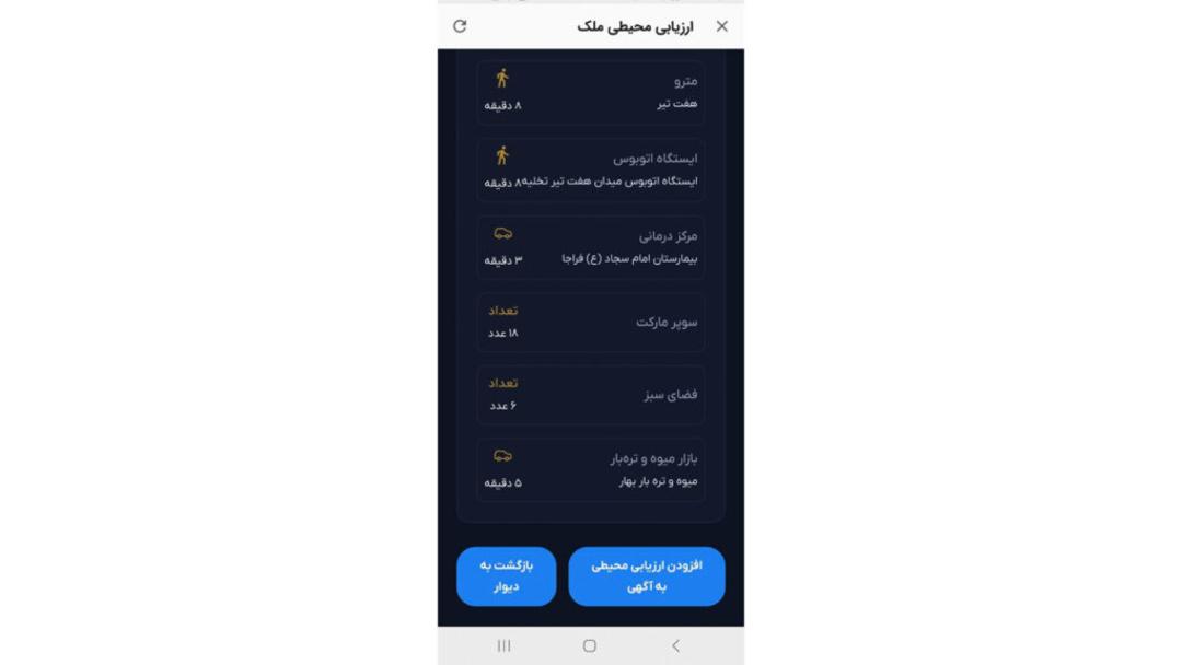 نشان دادن فاصله خانه تا مراکز خدماتی یا شهری