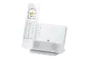 نمای نیمرخ تلفن پاناسونیک KX-PRL260 با نمایش پایه و گوشی بی سیم رنگ سفید