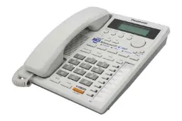 نمای نیمرخ تلفن پاناسونیک KX-TS3282BX با نمایشگر روشن و نمایش صفحه کلید