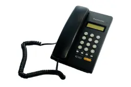 نمای کلی تلفن پاناسونیک KX-TS402SX با نمایش دکمه ها و سیم اتصال گوشی و پایه