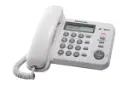 نمای نیمرخ تلفن پاناسونیک KX-TS560 با نمایش صفحه کلید و نمایشگر رنگ سفید