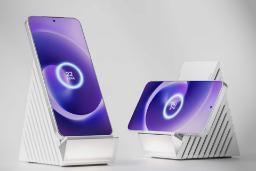 شارژر بی‌سیم Pandaer 66W Light Breeze میزو به‌صورت عمودی و افقی