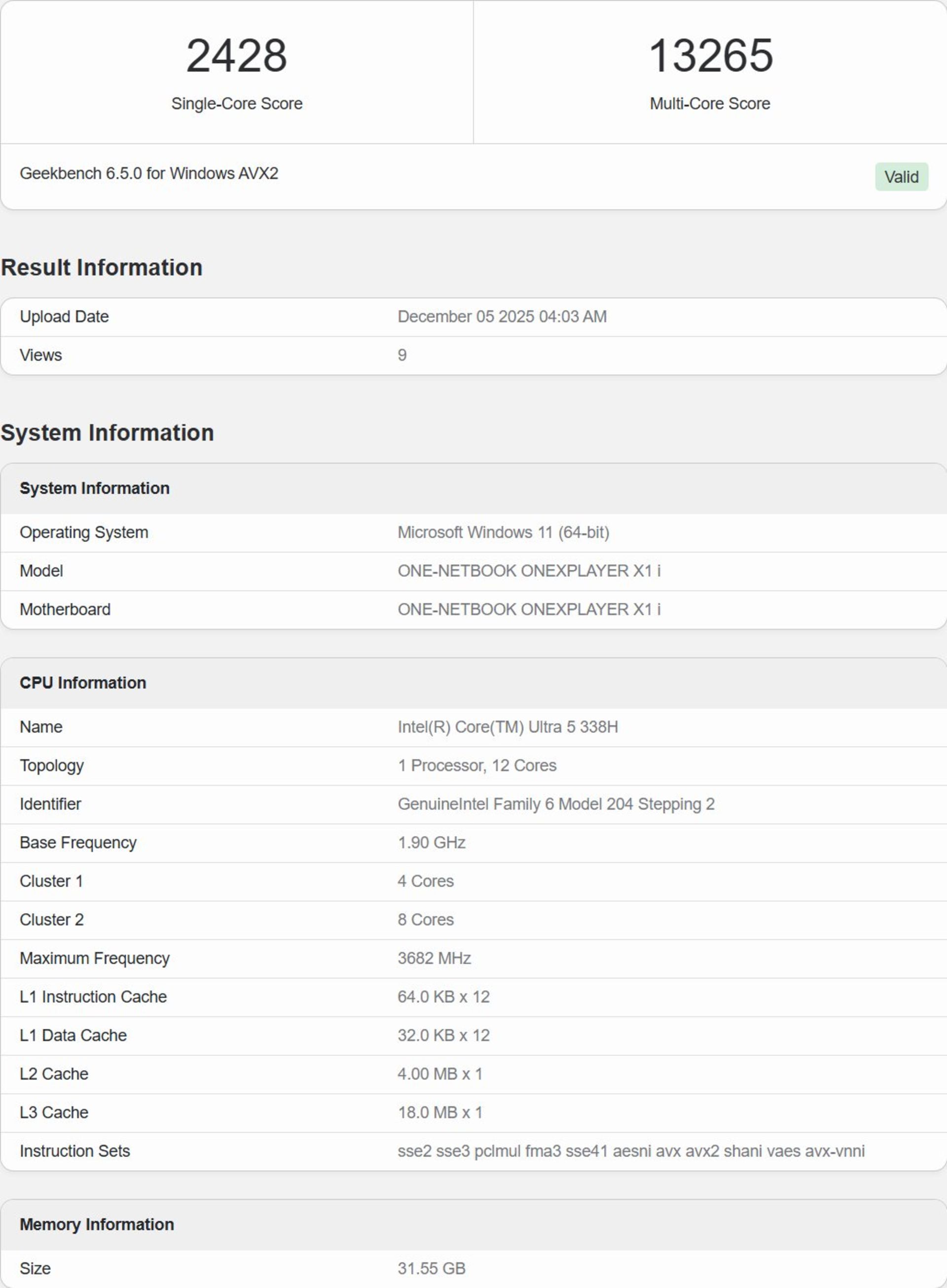 گیک بنچ پردازنده اینتل Panther lake