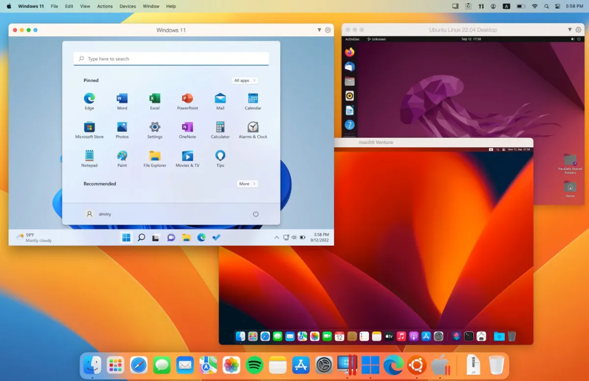 Running parallels virtual machine on macOS
