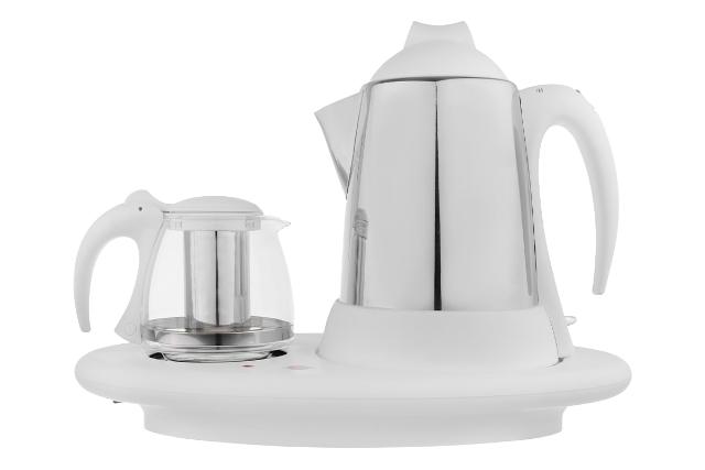 نمای کلی چای ساز پارس خزر TM-3500SP با نمایش قوری و کتری