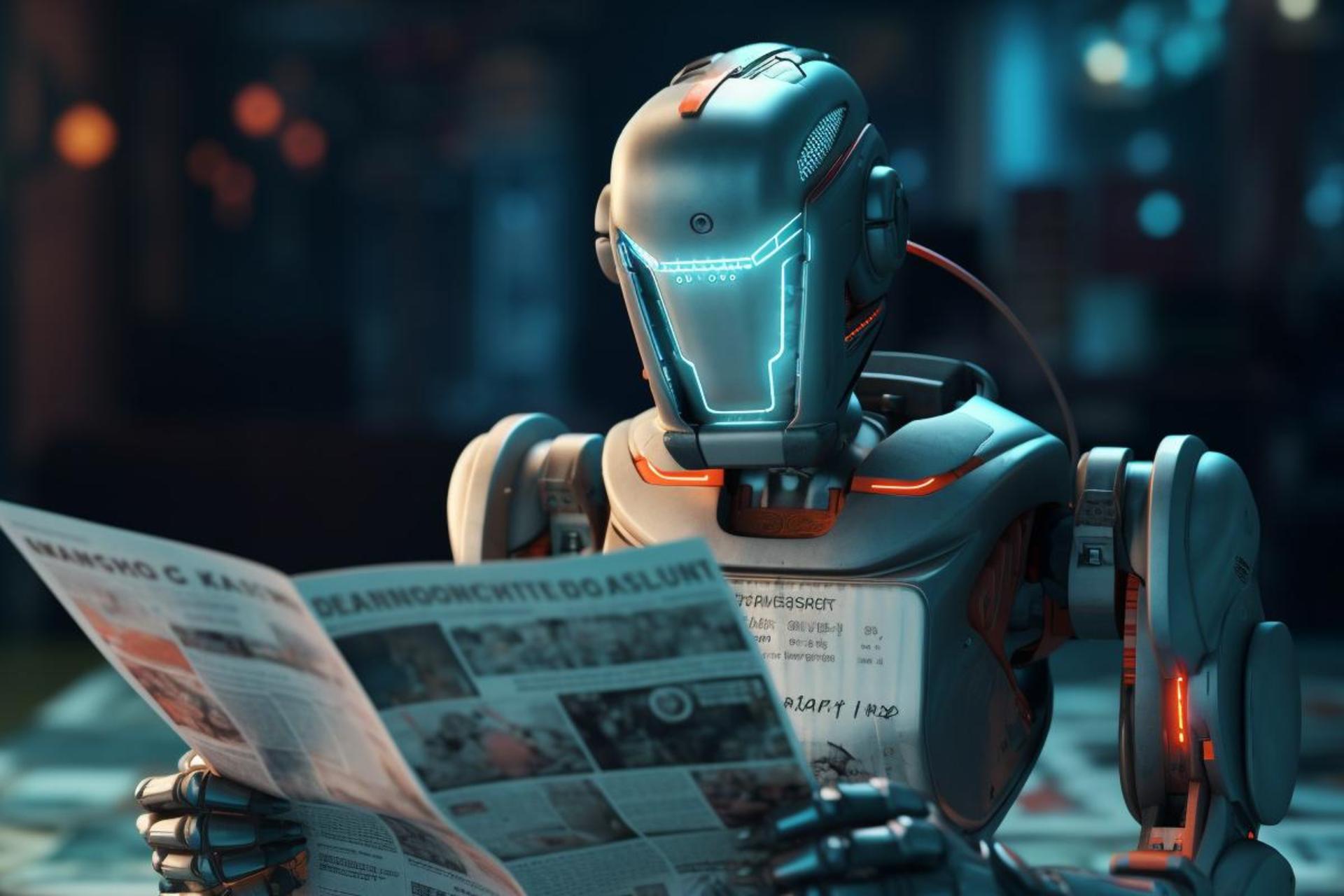 ربات درحال خواندن روزنامه