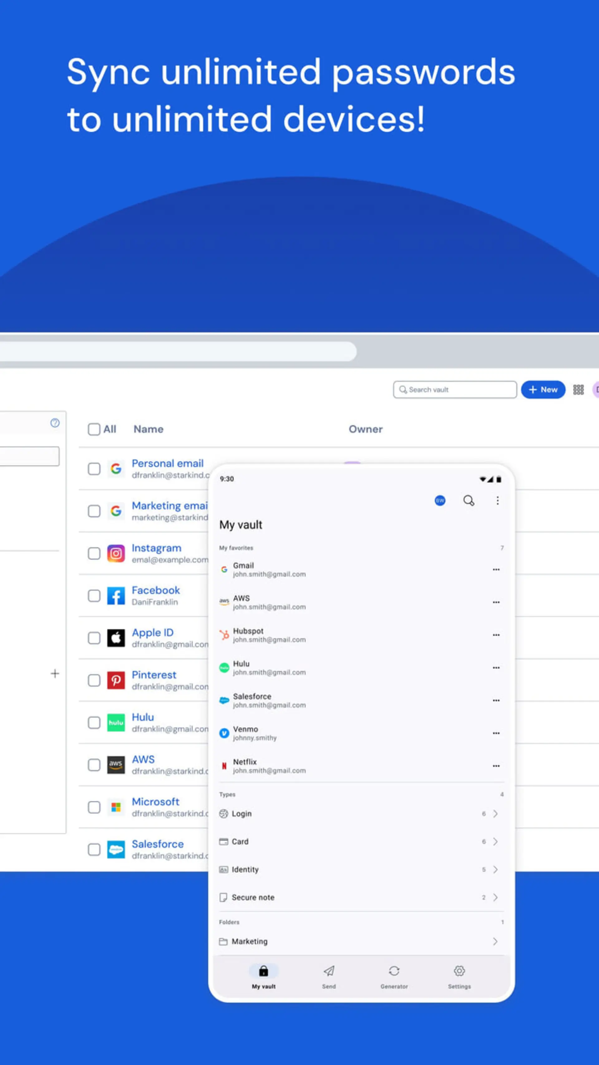 رابط کاربری مدیریت پسورد (Password Manager) در لپتاپ و گوشی هوشمند