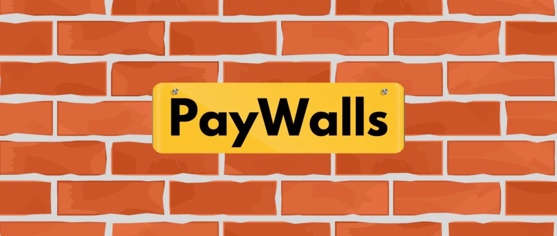 طرح گرافیکی دیوار آجری با تابلوی paywalls