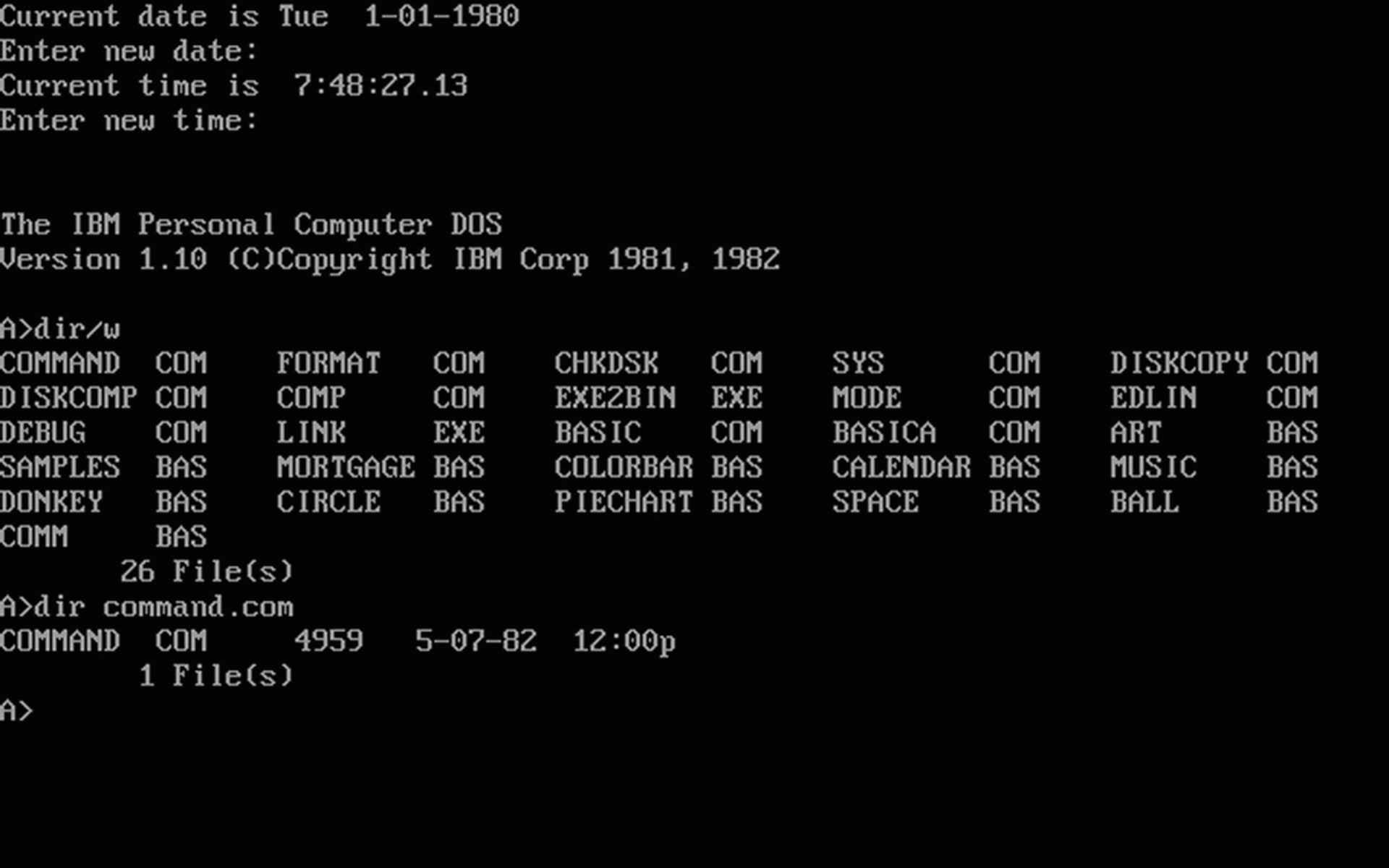 سیستم عامل DOS روی سیستم IBM PC